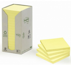 NOTES POST-IT 100% RECYCL 76X76 GUL 16/FP