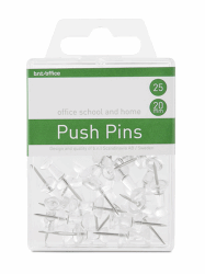 PUSH PINS NÅL TRANSPARENT, 25 ST/FP