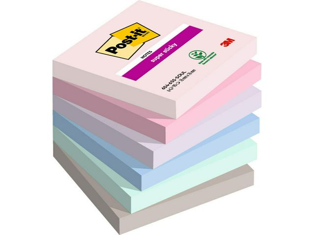3m Post it 654 Supersticky 76x76mm Playful 6 f rger Mattonbutiken
