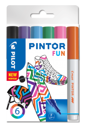 PILOT PINTOR MARKER FUN FINE 6-PACK