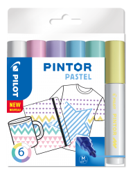 PILOT PINTOR MARKER PASTEL MEDIUM 6-PACK