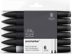 WINSOR & NEWTON PROMARKER BLACK AND BLENDER