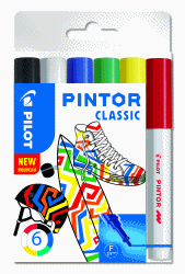 PILOT PINTOR MARKER REGULAR FINE 6-PACK