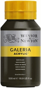 WINSOR & NEWTON AKRYLFÄRG GALERIA 500ML LAMP BLACK 337