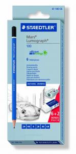 STAEDTLER MARS LUMOGRAPH 100 BLYERTSPENNA 6-SET